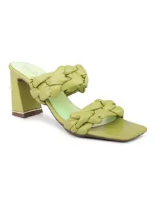 Inc.5 Women Green Textured Block Heels