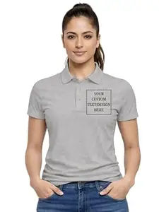 FASHIENT Customized Women’s Polo T-Shirt | Personalized Logo & Text Print | Premium Cotton Blend | Collared Half Sleeve Casual Wear