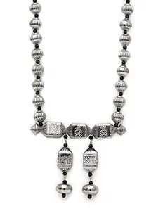 Karatcart Silver Oxidised Ethnic Traditional Long Necklace for Women