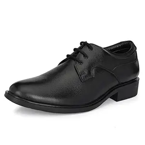 Auserio Men's Full Grain Leather Derby Lace Up Formal Shoes | Anti Skid Sole & Waxed Laces | Memory Foam Padded Insole | Shoes for Office & Parties | Black 10 UK (SSE 103)