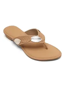 V-WALK Thong-Strap Casual Flat Sandals for Women | Padded Footbed | College, Work, Smart-Casuals, Shopping, Outdoor Sandals for Women | Cheeku