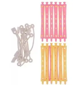 ZAUKY Smart Hair Curler Clamps Set, 12 Pieces Perm Rods with Styling Clips, Pink and Yellow