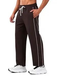 CHKOKKO Men’s Relaxed Track Pants for Gym Workout Running Casual Wear Sports Lower with Pockets Adjustable Drawstring Waist Lightweight Quick Dry Activewear Fitness