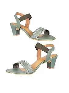 WalkTrendy Womens Synthetic Green Sandals With Heels - 4 UK (Wtwhs630_Green_37)