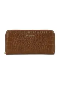 Van Heusen Leather Women Brown Textured Casual Wallets