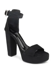Inc.5 Women Black Platform Heels With Buckles