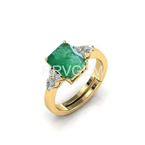 RRVGEM Natural Emerald RING 6.50 Ratti Certified Handcrafted Finger Ring With Beautifull Stone Panna RING Gold Plated for Men and Women