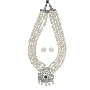 Sri Jagdamba Pearls Dealer Sri jagdamba Pearls Pari 4 Lines Round Pearl Necklaces | Necklace to Gift Women & Girls|With Certificate of Authenticity