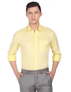 Arrow Self Design Slim Fit Dobby Formal Shirt Yellow