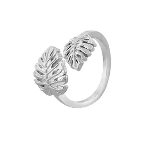 VOYLLA Hawaii Monstera Silver Wrap Ring|Statement Rings For Women|Boho|Vacation|Travel|