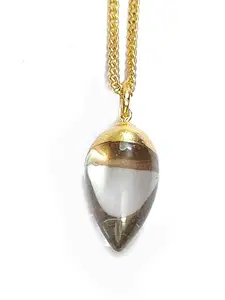 ASTROGHAR Natural Clear Quartz Tear Drop Shaped Electroplated Crystal Pendant