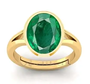 BARMUNDA gems 8.25 Ratti Natural Certified Emerald Panna Panchdhatu Rashi Ratan Gold Plating Ring for Astrological Purpose Men & Women by Lab Certified