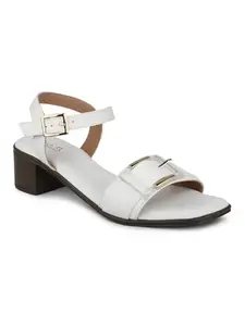 Inc.5 Women White Open Toe Block Heels