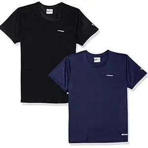 Charged Active-001 Camo Jacquard Round Neck Sports T-Shirt Black Size Xl And Charged Play-005 Interlock Knit Geomatric Emboss Round Neck Sports T-Shirt Navy Size Xl