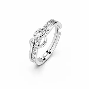 Miss Highness 925 Sterling Pure Silver Ring for Women and Girls, Infinity Rings, Adjustable Free Size, with Certificate of Authenticity & 925 Stamp, Gift for Wife and Girlfriend, Birthday, Anniversary