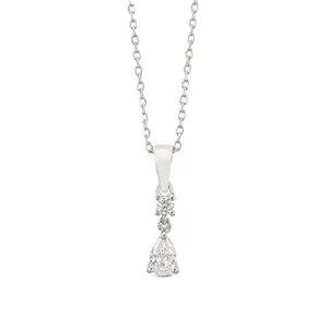 Ornate Jewels 925 Sterling Silver 0.75 Carat Pear AAA Grade American Diamond Solitaire Pendant Necklace with 18 Inch Chain for Women and Girls