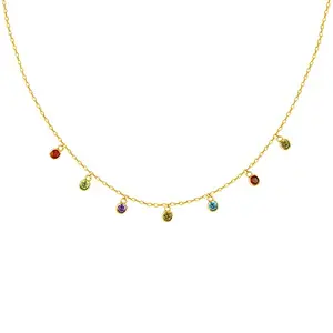 GIVA 925 Sterling Silver Golden Colourful Charm Necklace | Valentines Gifts for Girlfriend,Pendant to Gift Women & Girls | With Certificate of Authenticity and 925 Stamp | 6 Month Warranty*