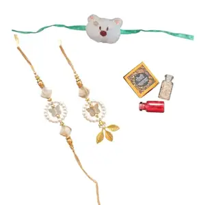 Sweksha Creations Bhaiya and Bhabhi pair Combo,Soft teddy rakhi for Kids with Rolichawal pack combo for Rakshabandhan Festival (3 rakhi)