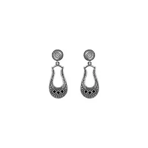 AccessHer jewellery Oxidised Silver Stylish Alloy Chandbali Earrings for Women and girls pair of 1 | Navratri Jewellery |