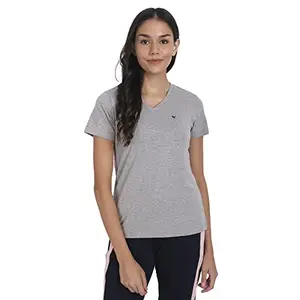 AM SWAN Premium Cotton Lycra Smart FIT Half Sleeve Solid V-Neck T-Shirts Grey