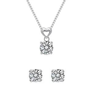 Shining Diva Fashion Platinum Plated Solitaire Diamond Pendant Necklace Jewellery Set Gifts for Women and Girls (White) (14624s)