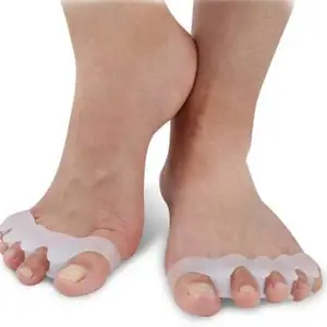 BIMYOU Toe Separators - 1 Pair (White, Free Size) | Toe Straighteners | Bunion Relief | Relaxing Toes | Hammer Toe Straightener | Thumb Valgus Protector | Bunion Adjuster | Hallux Valgus Guard Feet