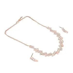 I.A Fashion - Adjustable Gold Plated Alloy Choker Necklace Set with Artificial Stones & Beads: Elegant Women's Jewelry