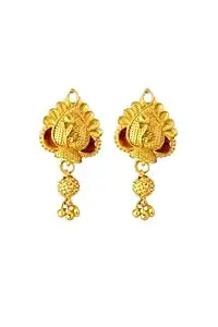 Peacock Design Stud Drop Earrings for Women & Girls | Alloy Gold Tone Traditional Ethnic Jewellery