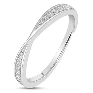 ZAVYA 925 Sterling Silver CZ Rhodium Plated Adjustable Ring | Gift for Women & Girls | With Certificate of Authenticity & 925 Hallmark