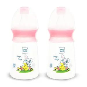 Mee Mee Baby Feeding Bottle 130ml|PK 2 |BPA-Free Baby Milk Bottle with Eazy Flo Technology, Anti-Colic Valve, Non Toxic and Ergonomic Design for New Born/Infants/Toddler Upto 3 Years (Pink)