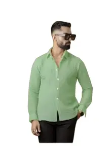 Men Casual Lycra Casual Shirt (Rolex-Green- S)