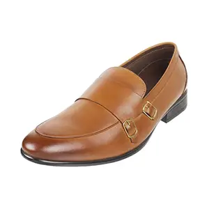 Metro Men Tan Formal Leather Monk UK/8 Eu/42 (19-36)