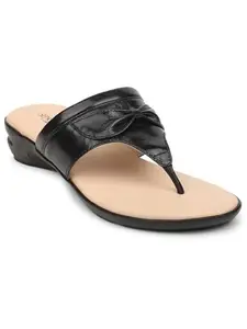 Liberty Senorita AGL-110P Casual Flat Sandal For Women With PVC Sole | Stylish and Comfortable | Durable Summer Footwear for Outdoor Indoor | Lightweight Cushioned Footbed (Black 6.5 UK)
