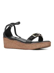 Inc.5 Womens Black Solid Round Toe Casual Heel Sandals