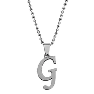 M Men Style English Alphabet Initial Charms Letter Initial G Alphabet Silver Stainless Steel Letters Script Name Pendant Chain Necklace from A-Z for For Men And Women