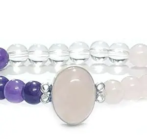 ASTROGHAR Natural Rose Quartz Clear QUartz Amethyst Crystals Love And Relationship Bracelet