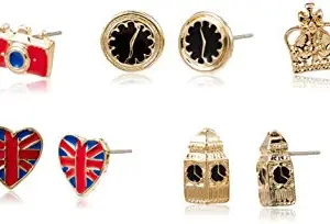 Accessorize London 5X London Stud Earrings Set|One Size