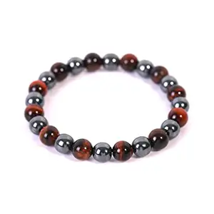 ASTROGHAR Red Tiger's Eye Hematite Crystals Double Protection Crystal Bracelet For Men And Women