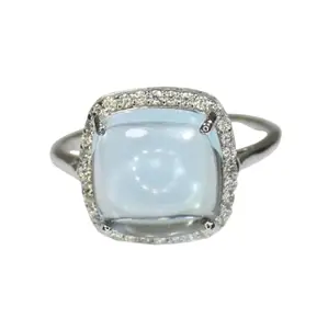 Natural Blue Topaz Solitaire Ring With 925 Sterling Silver 4.21 Grams Ring
