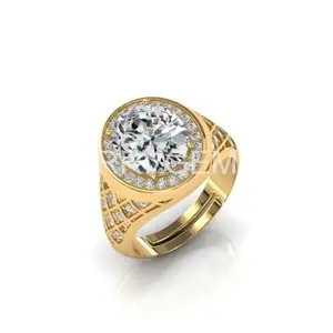 RRVGEM Natural zircon ring 3.50 Carat Certified Handcrafted Finger Ring With Beautifull Stone american diamond ring Gold Plated for Men and Women LAB - CERTIFIED
