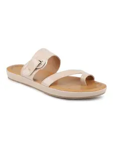 INC.5 Women Beige Solid Comfort Sandals