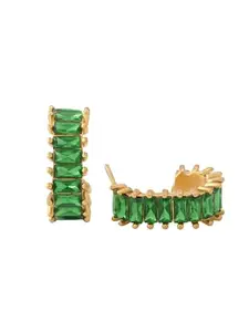 PALMONAS Green Onyx Eternity Hoop Earrings- 18k Gold Plated