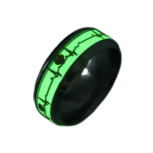 HeartBeatECGRhodiumGlowRing-ThumbRingValentineSpecialGift(RI-335-ECGHeartBeatRhodiumRing(Size-21))