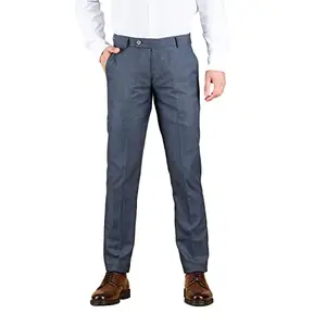 Dennis Lingo Men's Solid Slim Fit Blue Formal Trousers (28)