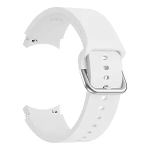 Valente Premium Silicone 20mm Buckle Watch Strap Compatible with Galaxy Watch 4 / Watch 5/ Watch 5 Pro(White)