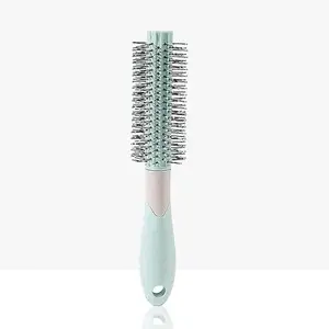 BlackLaoban Round Hair Brush for Blow Drying, Styling, Curling, Straighten with Soft Nylon Bristles for Short or Medium Curly Hairs for Women & Men Dotted (Light-Green)