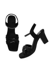 TRYME Cross Strap Block Heels Perfect for Every Occasion, Elegant Party Heel Sandals for Women & Girls