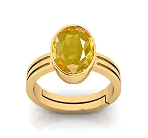 Ayush Gems 3.25 Ratti Yellow Sapphire Ring Pukhraj Stone Ring for Astrological Purpose Panchdhatu Gemstone for Men & Women