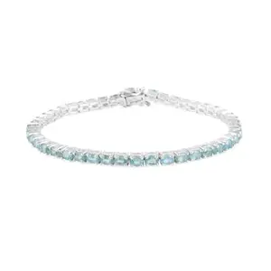 Hiflyer Jewels Natural Green Kyanite Oval Gemstone Tennis Bracelet In 925 Sterling Silver, Women Jewelry