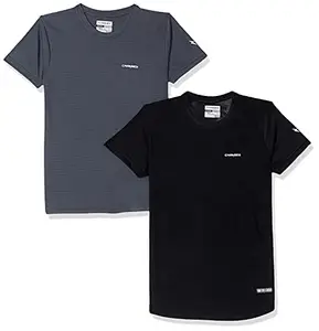 Charged Active-001 Camo Jacquard Round Neck Sports T-Shirt Black Size Xs And Charged Pulse-006 Checker Knitt Round Neck Sports T-Shirt Graphite Size Xs